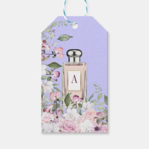 Blommigt Lila Rosa Parfym Flaska Söt Presentetikett