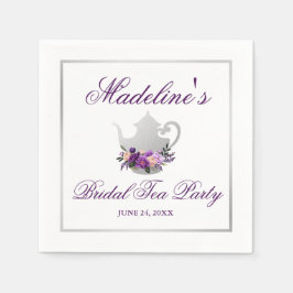 Blommigt Lila Silver Möhippa Tea Party Pappersservett