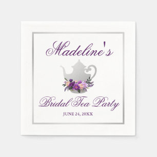Blommigt Lila Silver Möhippa Tea Party Pappersservett
