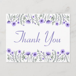 Blommigt Lila Tack Flowers Bröllopsfest Vykort