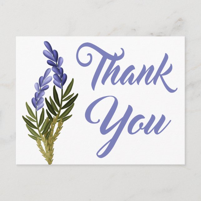 Blommigt Lila Tack Lavender Flower Note Card Vykort (Framsida)