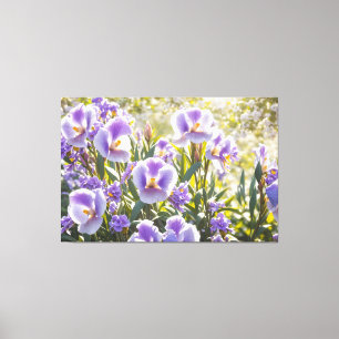 *~* Blommigt Lila TV2 Stretched Kanvastryck