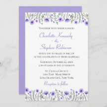 Blommigt Lila Watercolor Wildblomma Bröllop Flower