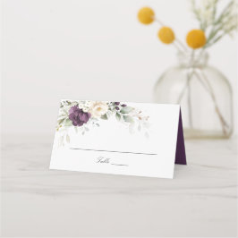 Blommigt Lila White Greenery Bröllop Place Card Placeringskort