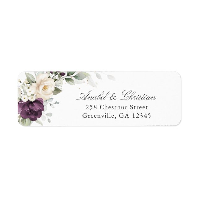 Blommigt Lila White Greenery Return-adressetikett Returadress Etikett (Framsidan)