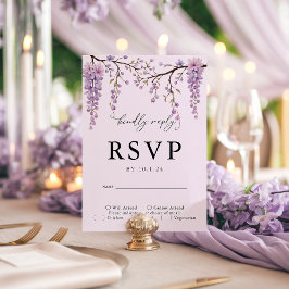 Blommigt Lila Wisteria Grenar Bröllop OSA Card