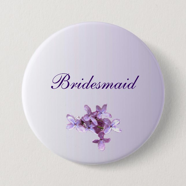 Blommigt Lilac Flowers Bröllop Bridesmaid Pin Knapp (Framsida)