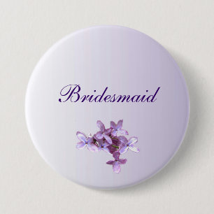 Blommigt Lilac Flowers Bröllop Bridesmaid Pin Knapp