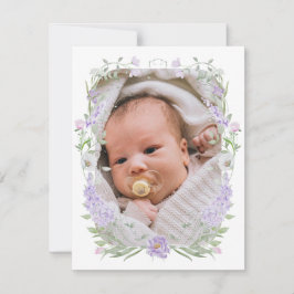 Blommigt Lilac Lavender Ram Baptism - tack för dit Inbjudningar