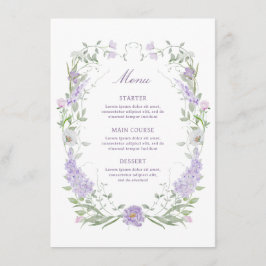 Blommigt Lilac Lavender Ram Menu Meny