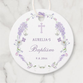 Blommigt Lilac Lavender Utandning Baptism Gåvor Etiketter