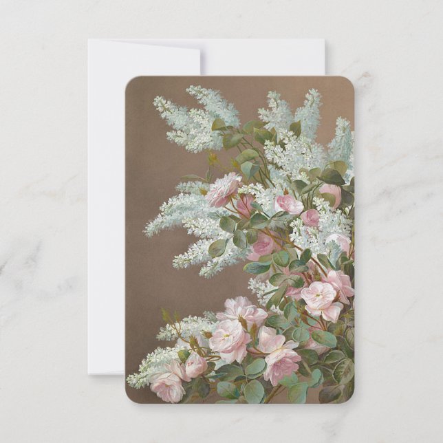 Blommigt Lilac och Ro Note Card med kuvert Tack Kort (Framsida)