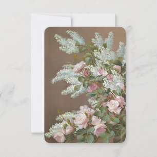 Blommigt Lilac och Ro Note Card med kuvert Tack Kort