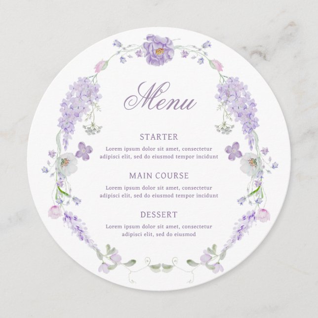 Blommigt Lilac WAN Round Menu Meny (Framsida)
