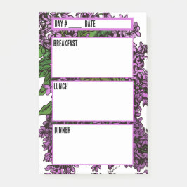 Blommigt Lilacs Camping Menu Meal Planning Verktyg Post-it Block