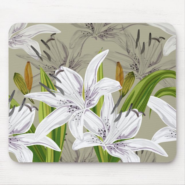 Blommigt Lilies Mouse Pad Musmatta (Framsidan)