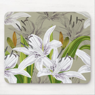 Blommigt Lilies-musknapp Musmatta