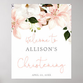 Blommigt lilies vår Christening (välkomsttecken) Poster