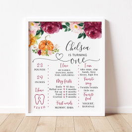 Blommigt lilla pumpdockans födelsedag Milestone Poster