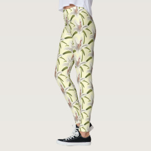 Blommigt Lillies Cream Snyggt Leggings