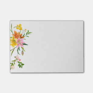 Blommigt Lily Flowers - Rosa, Orange Gult Post-it Block