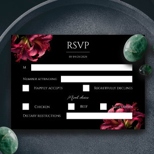 Blommigt Lily Mörk Gotham Bröllop OSA Card Kort