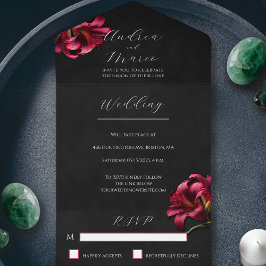 Blommigt Lily Mörk Gothic Wedding-inbjudan