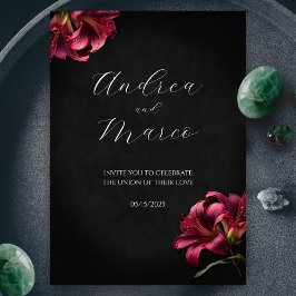 Blommigt Lily Mörk Gothic Wedding-inbjudan Inbjudningar