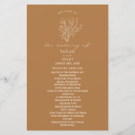 Blommigt Line Art Goldenrod Gult Bröllop