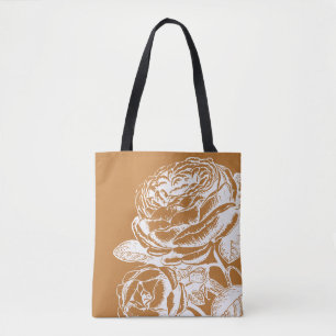 Blommigt Line Art Illustration i Mustard-Gult Tygkasse