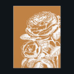 Blommigt Line Art Illustration i Mustard-Gult Vykort<br><div class="desc">En söt,  enkel blommigt konsthantverk teckning i guldsenap-gulten.</div>