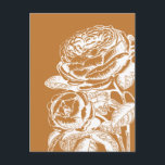 Blommigt Line Art Illustration i Mustard-Gult Vykort<br><div class="desc">En söt,  enkel blommigt konsthantverk teckning i guldsenap-gulten.</div>