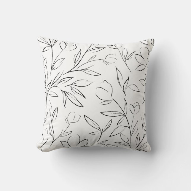 Blommigt Line Art Kudde (Framsida)