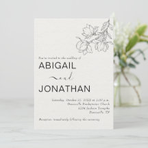 Blommigt Line Art Minimal Bespoke Ivory Bröllop