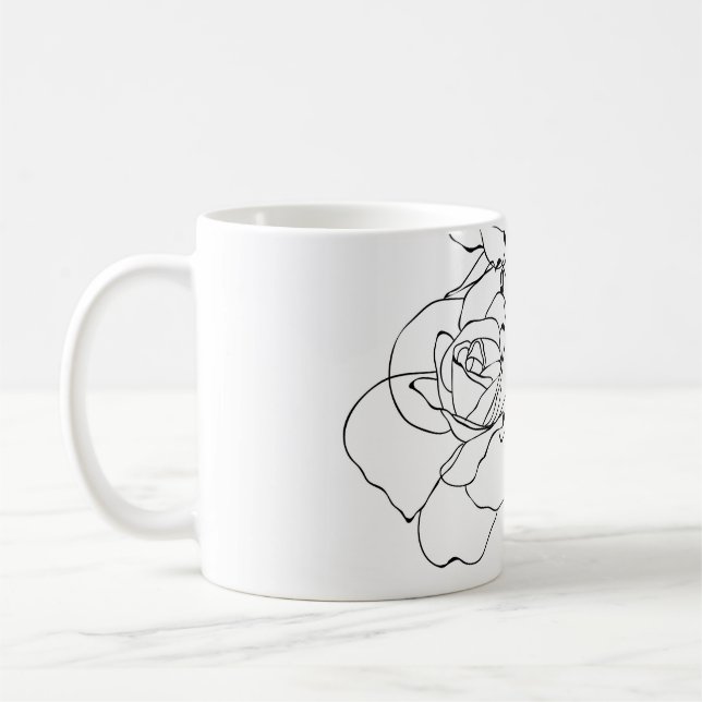 Blommigt Line Art: Minimal kvinna. Kaffemugg (Vänster)