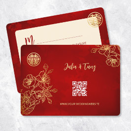 Blommigt Line Art OSA China Bröllop Inbjudningar