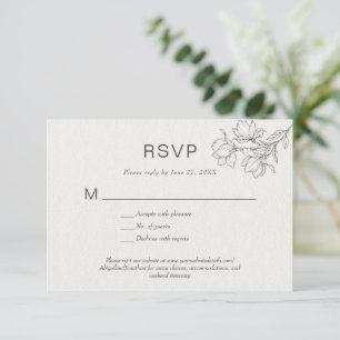 Blommigt Line Art Simple Bespoke Classic Ivory Hor Inbjudningar