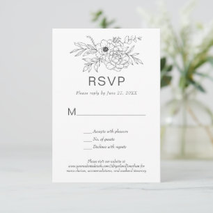 Blommigt Line Art Simple Bespoke Classic OSA Inbjudningar
