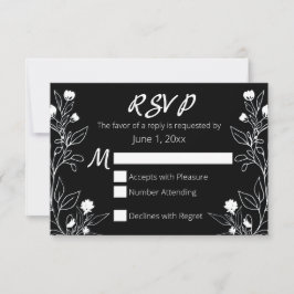 Blommigt Line Art White and Black OSA Kort