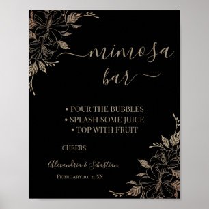 Blommigt Linjer Mimosa Pub Möhippa-tecken Poster