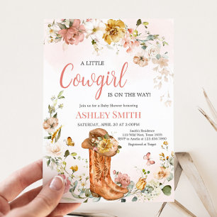 Blommigt Little Cowgirl Baby Shower Inbjudningar