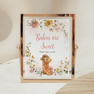 Blommigt Little Cowgirl Baby Shower Spädbarn är Sw Poster