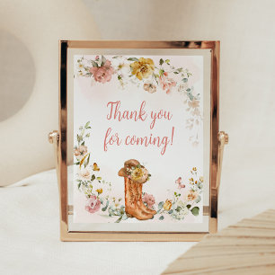 Blommigt Little Cowgirl Tack för att du kom Poster