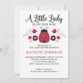 Blommigt Little Dam Ladybug Girl Shower Inbjudningar