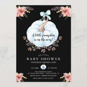 Blommigt Little Pumpkin Baby Shower Inbjudningar