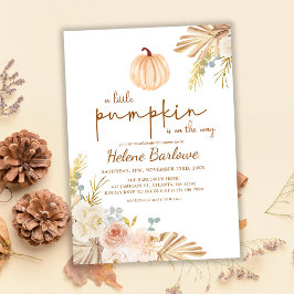 Blommigt Little Pumpkin Boho Baby Shower Inbjudningar