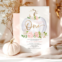  blommigt Little pumpkin första födelsedag Inbjudningar