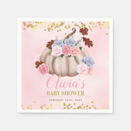 Blommigt Little Pumpkin Girl Baby Shower Pappersservett