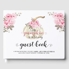 Blommigt Little Pumpkin Girl Baby Shower Rosa Flow Gästböcker