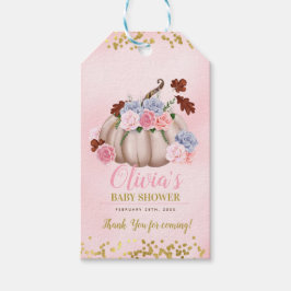 Blommigt Little Pumpkin Girl Baby Shower Tack Presentetikett